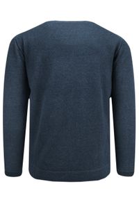 Lekki, Bawełniany Sweter Męski Pioneer - V-neck - Granatowy Melanż. Okazja: na co dzień. Kolor: niebieski. Materiał: bawełna. Wzór: melanż. Styl: casual, elegancki