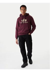 Alpha Industries Bluza Basic 178312 Bordowy Regular Fit. Kolor: czerwony. Materiał: bawełna #4