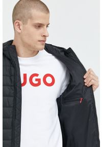 Hugo - HUGO kurtka męska kolor czarny przejściowa. Okazja: na co dzień. Typ kołnierza: kaptur. Kolor: czarny. Materiał: bawełna. Styl: casual #2