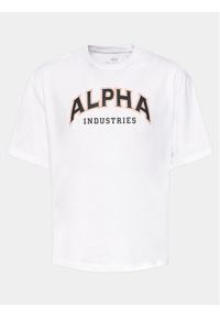 Alpha Industries T-Shirt College 146501 Biały Relaxed Fit. Kolor: biały. Materiał: bawełna