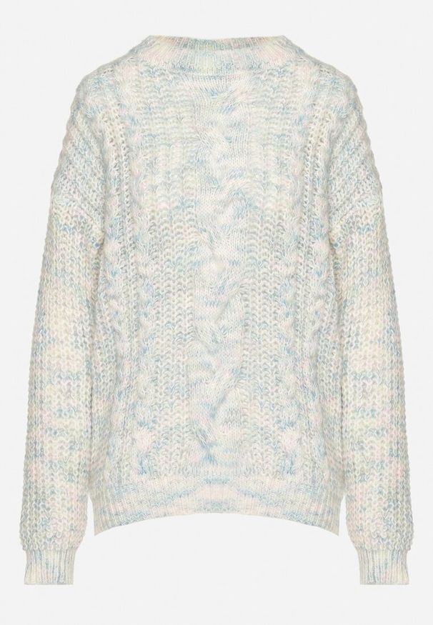 Born2be - Jasnobeżowy Sweter z Wełną z Ozdobnym Splotem Abrenevia. Kolor: beżowy. Materiał: wełna. Wzór: ze splotem. Sezon: zima