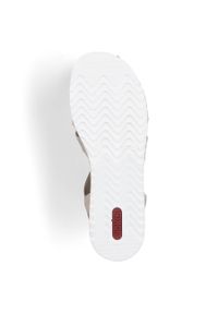 Komfortowe sandały damskie wsuwane z gumkami beżowe Rieker V0649-62 beżowy. Zapięcie: bez zapięcia. Kolor: beżowy #4