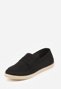 Born2be - Czarne Mokasyny Ozdobione Plecionką Fennata. Kolor: czarny. Wzór: aplikacja. Styl: klasyczny, boho #4