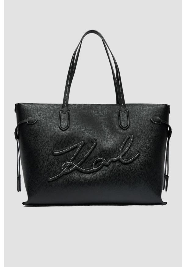 Karl Lagerfeld - KARL LAGERFELD Czarna shopperka Klxav Mirum Tote. Kolor: czarny. Materiał: skórzane