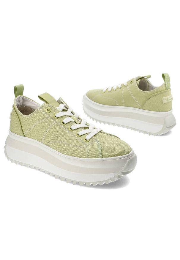 Zielone Sneakersy Tamaris Modne Obuwie Damskie. Okazja: na co dzień, na spacer. Zapięcie: sznurówki. Kolor: zielony. Materiał: materiał. Sezon: wiosna, lato. Sport: turystyka piesza