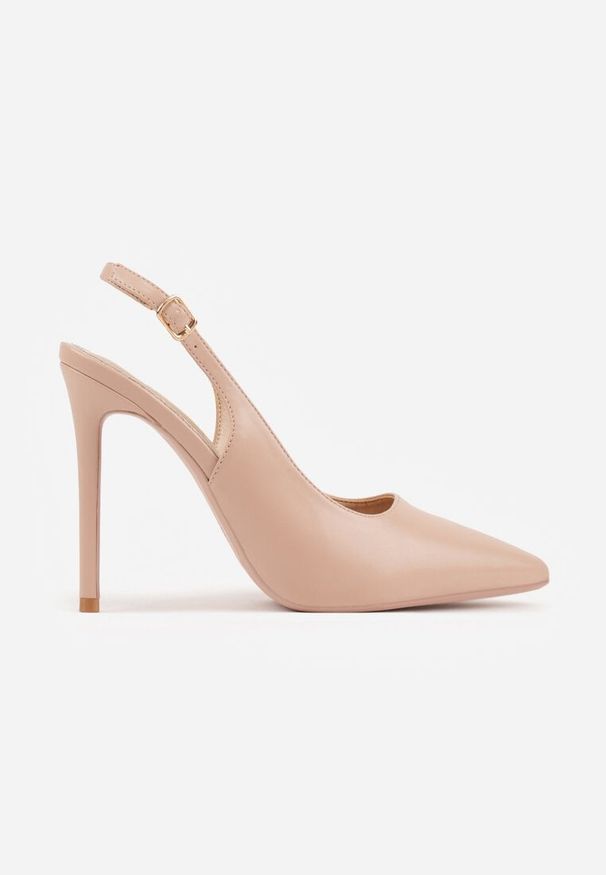 Renee - Beżowe Szpilki VICES Slingback z Wkładką ze Skóry Naturalnej Zoretta. Zapięcie: sprzączka. Kolor: beżowy. Materiał: skóra. Obcas: na szpilce. Styl: elegancki