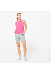 DOMYOS - Koszulka bez rękawów damska Domyos Gym & Pilates crop top. Kolor: różowy. Materiał: bawełna, lyocell, włókno, materiał. Długość rękawa: bez rękawów. Długość: krótkie. Sport: joga i pilates