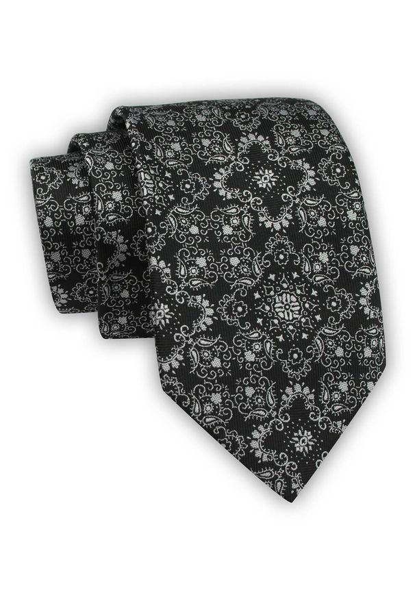 Krawat Alties (7 cm) - Czarny, Wzór Orientalny. Kolor: czarny. Materiał: tkanina. Styl: wizytowy, elegancki