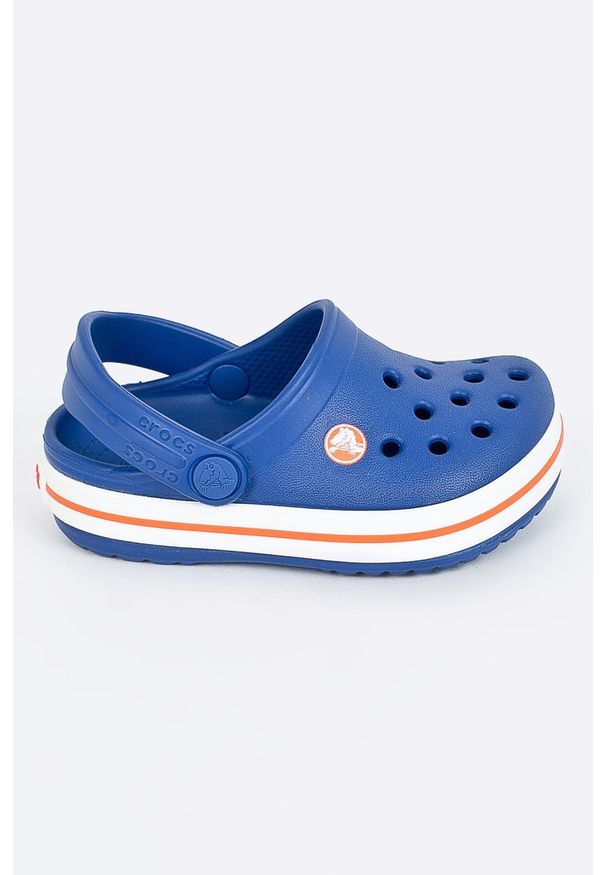 Crocs - Klapki dziecięce. Nosek buta: okrągły. Kolor: niebieski. Materiał: syntetyk, materiał, guma. Wzór: gładki