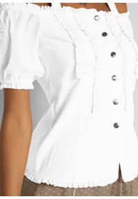 Bluzka w ludowym stylu z falbanami bonprix biały. Kolor: biały #3