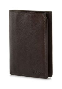 Ochnik - Brązowy skórzany niezapinany portfel męski. Kolor: brązowy. Materiał: skóra #3
