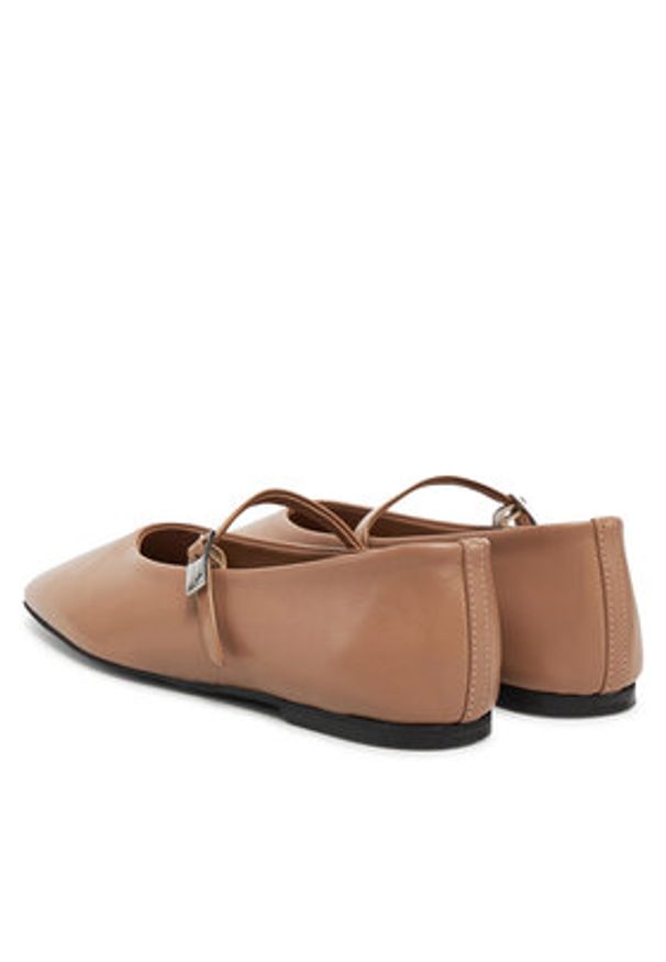 Calvin Klein Baleriny Ballerina New Buckle - Lth HW0HW02483 Brązowy. Kolor: brązowy. Materiał: skóra