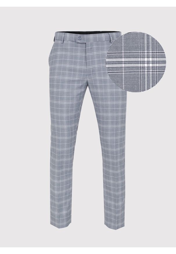 Pako Lorente - PAKO LORENTE – Szare spodnie garniturowe w kratkę P22SF-6G-005-N-S. Kolor: szary. Materiał: poliester, elastan, wiskoza. Wzór: kratka