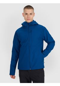 4f - 4F Kurtka softshell wiatroodporna męska - turkusowa M. Typ kołnierza: kaptur. Kolor: turkusowy. Materiał: softshell. Technologia: Windstopper. Sezon: zima