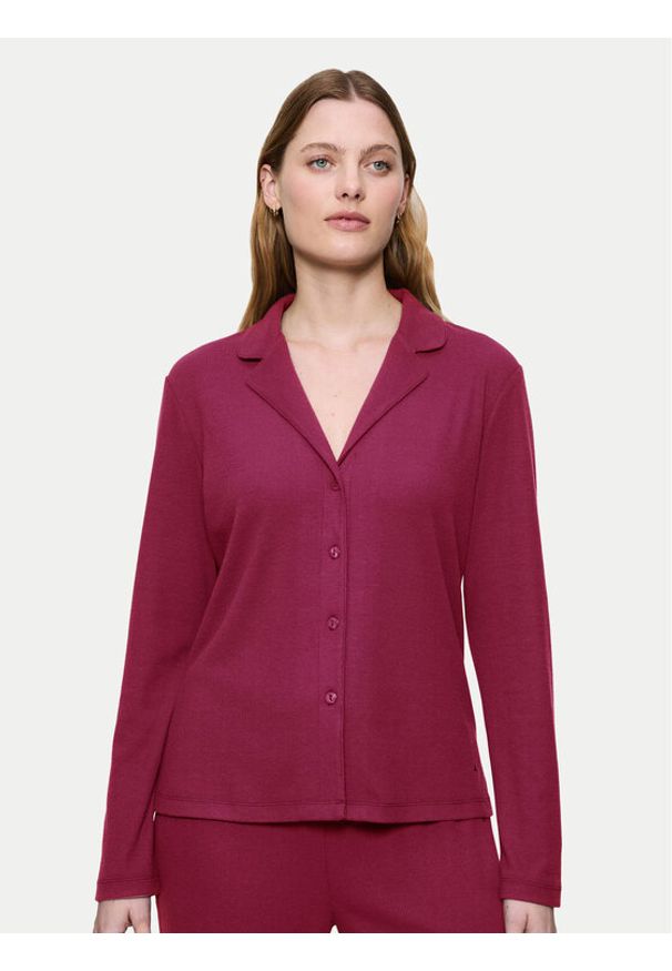 Triumph Koszulka piżamowa Mix&Match 10225047 Bordowy Regular Fit. Kolor: czerwony. Materiał: syntetyk