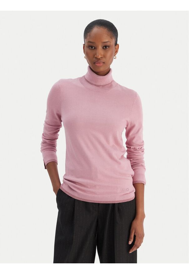 Liu Jo Golf MF5229 MS49I Różowy Regular Fit. Typ kołnierza: golf. Kolor: różowy. Materiał: syntetyk, wiskoza