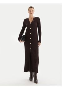 TwinSet - TWINSET Sukienka dzianinowa 252TT3400 Brązowy Slim Fit. Kolor: brązowy. Materiał: syntetyk #4