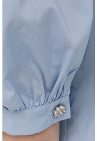 Custommade bluzka bawełniana Dolores damska gładka. Okazja: na co dzień. Kolor: niebieski. Materiał: bawełna. Długość rękawa: krótki rękaw. Długość: krótkie. Wzór: gładki. Styl: casual