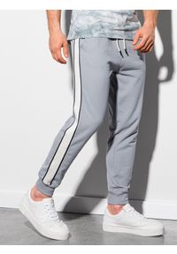 Ombre Clothing - Spodnie męskie dresowe joggery P947 - szare - XXL. Okazja: na co dzień. Kolor: szary. Materiał: dresówka. Styl: casual
