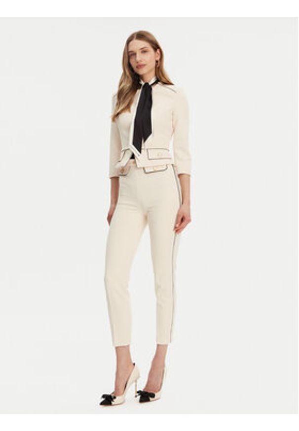 Elisabetta Franchi Spodnie materiałowe PA-T71-51E2-V360 Écru Regular Fit. Materiał: syntetyk