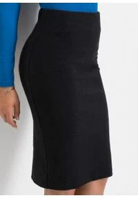 Elastyczna spódnica ołówkowa żakardowa bonprix czarny. Kolor: czarny. Materiał: żakard #6