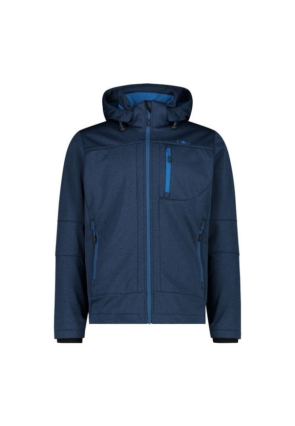 Kurtka męska turystyczna CMP M. Typ kołnierza: kaptur. Kolor: niebieski. Materiał: softshell. Sport: turystyka piesza