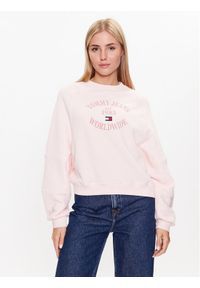 Tommy Jeans Bluza DW0DW16137 Różowy Relaxed Fit. Kolor: różowy. Materiał: bawełna