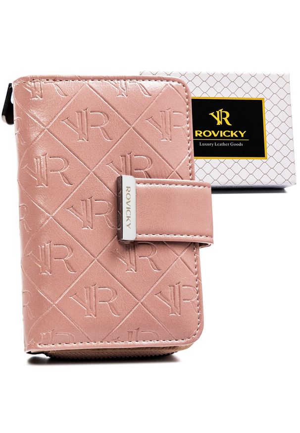 ROVICKY - Portfel damski Rovicky RPX-31-PMT różowy. Kolor: różowy. Materiał: skóra ekologiczna