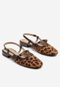 Renee - Panterkowe Sandały Typu Slingback Ellimirae. Okazja: na spotkanie biznesowe, na spacer. Zapięcie: sprzączka. Sezon: lato. Styl: klasyczny, elegancki, biznesowy