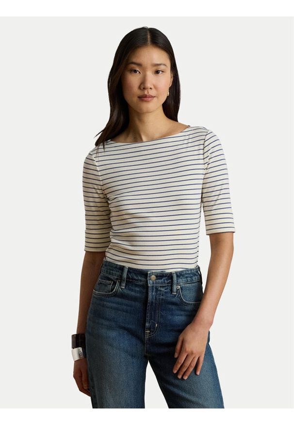 Lauren Ralph Lauren - LAUREN RALPH LAUREN Bluzka Judy 200P13919005 Kremowy Regular Fit. Kolor: kremowy. Materiał: bawełna