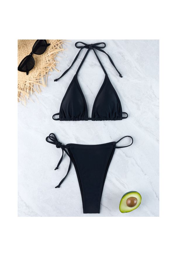 Intica - Bikini wiązane szybkoschnące na plażę Marged. Kolor: czarny. Materiał: materiał