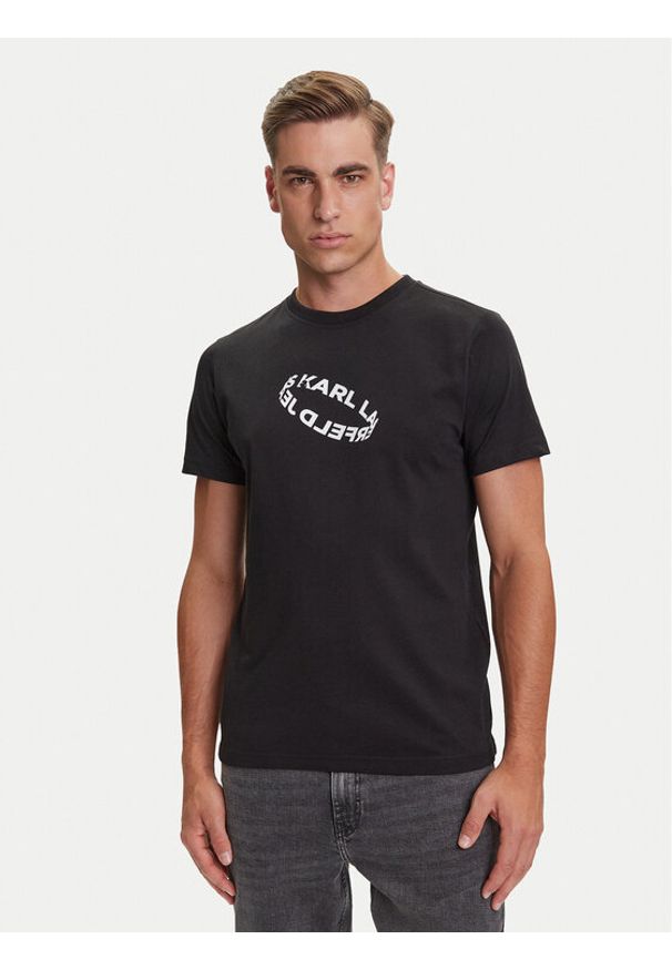 Karl Lagerfeld Jeans T-Shirt A3M17037 Czarny Slim Fit. Kolor: czarny. Materiał: syntetyk, bawełna