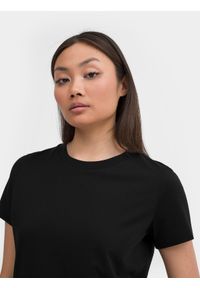 4f - T-shirt z bawełny organicznej damski. Kolor: czarny. Materiał: bawełna
