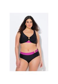ULLA POPKEN - Damskie Bikini ozdobny pierścien miękkie miseczki regulowane ramiączka. Kolekcja: plus size. Kolor: czarny. Materiał: elastan, poliamid, materiał