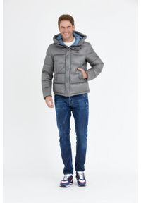 Blauer USA - BLAUER Stalowa puchowa kurtka męska Tracy z kapturem, Rozmiar L. Typ kołnierza: kaptur. Kolor: srebrny. Materiał: puch #3