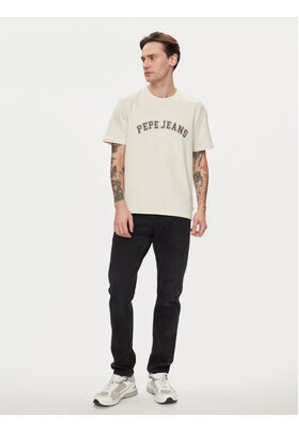 Pepe Jeans T-Shirt Clement PM509220 Beżowy Regular Fit. Kolor: beżowy. Materiał: bawełna