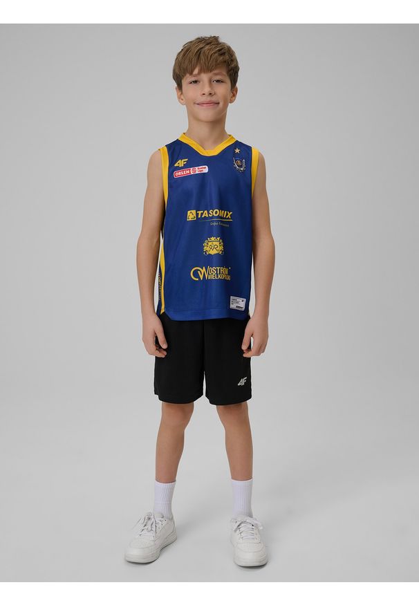 4f - 4F Koszulka meczowa replika domowa z sezonu 2025/26 dziecięca 4F x Stal Ostrów - granatowa 98/104. Kolor: niebieski. Materiał: materiał. Wzór: nadruk. Sezon: lato