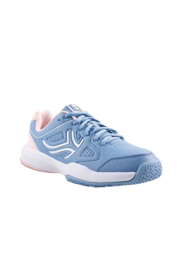 ARTENGO - Buty tenis TS530 dla dzieci sznurowane. Kolor: szary, wielokolorowy, niebieski. Materiał: kauczuk, mesh, tkanina. Szerokość cholewki: szeroka. Sport: tenis