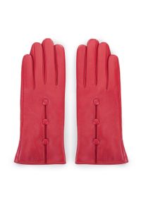 Wittchen - Damskie rękawiczki skórzane z guzikami czerwone. Kolor: czerwony. Materiał: skóra. Wzór: aplikacja. Sezon: zima. Styl: klasyczny, elegancki #3