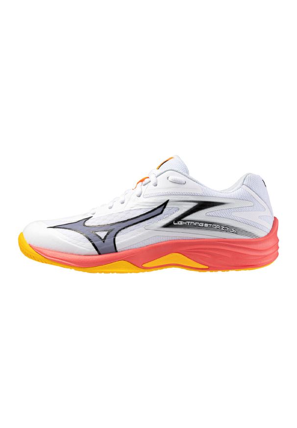 Mizuno - MIZUNO LIGHTNING STAR Z7 JR White/Coral AW25. Materiał: guma. Szerokość cholewki: normalna. Sport: siatkówka