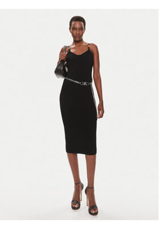 MICHAEL Michael Kors Sukienka dzianinowa MS381MK33D Czarny Slim Fit. Kolor: czarny. Materiał: wiskoza