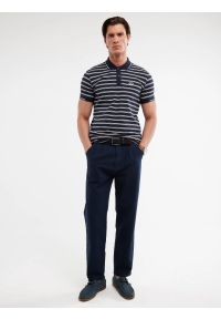 Big-Star - Spodnie męskie loose z dodatkiem lnu granatowe Patrik 403. Okazja: na co dzień. Kolor: niebieski. Materiał: len. Wzór: haft, paski, ze splotem. Styl: casual, elegancki #3