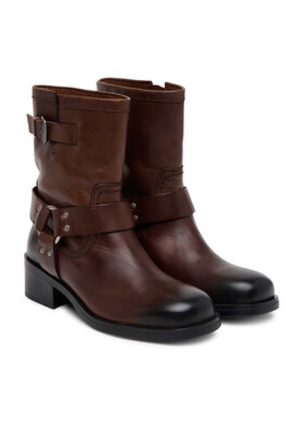 Tommy Jeans Botki Tjw Biker EN0EN02811 Brązowy. Kolor: brązowy. Materiał: skóra