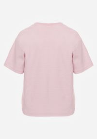 Born2be - Różowy Klasyczny T-shirt z Bawełny o Prostym Kroju Phemeni. Okazja: na co dzień. Kolor: różowy. Materiał: bawełna. Styl: klasyczny #4