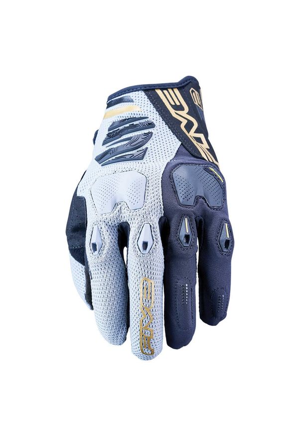 FIVE GLOVES - Rękawice ENDURO 2 - CZARNO-SZARE/ZŁOTE (czarno-szaro-złote) - XS/7. Kolor: wielokolorowy, żółty, czarny, pomarańczowy, szary. Sport: kolarstwo