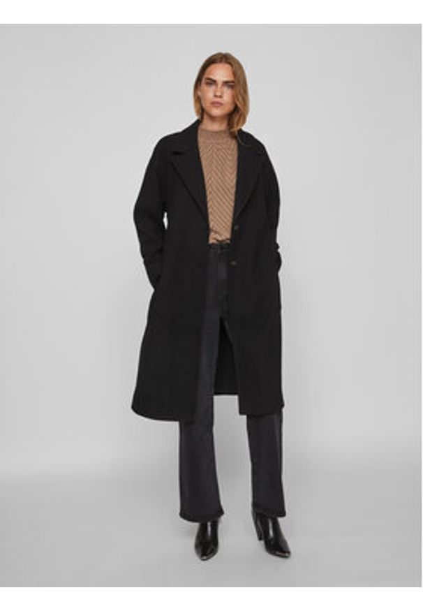 Vila Płaszcz przejściowy 14084347 Czarny Regular Fit. Kolor: czarny. Materiał: syntetyk