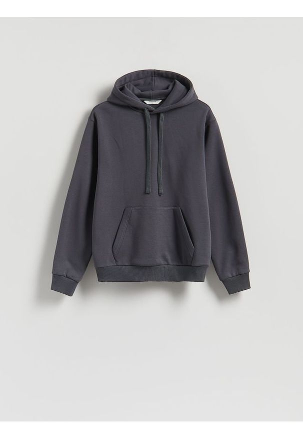 Reserved - Bluza regular z kapturem - ciemnoszary. Typ kołnierza: kaptur. Kolor: szary. Materiał: dzianina, bawełna