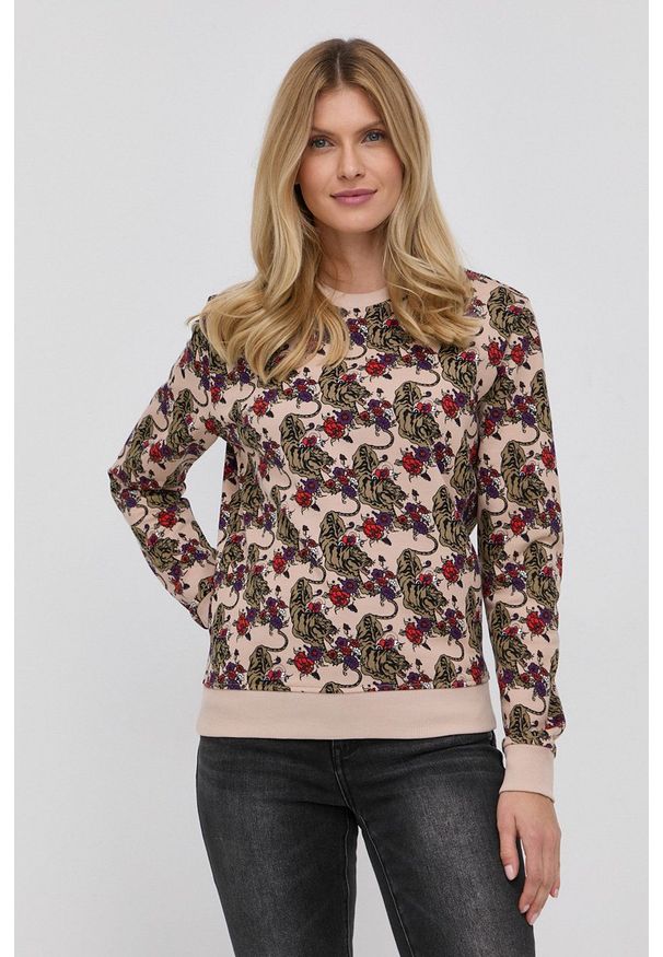 BOSS - Boss Bluza bawełniana damska wzorzysta. Okazja: na co dzień. Materiał: bawełna. Długość rękawa: długi rękaw. Długość: długie. Styl: casual
