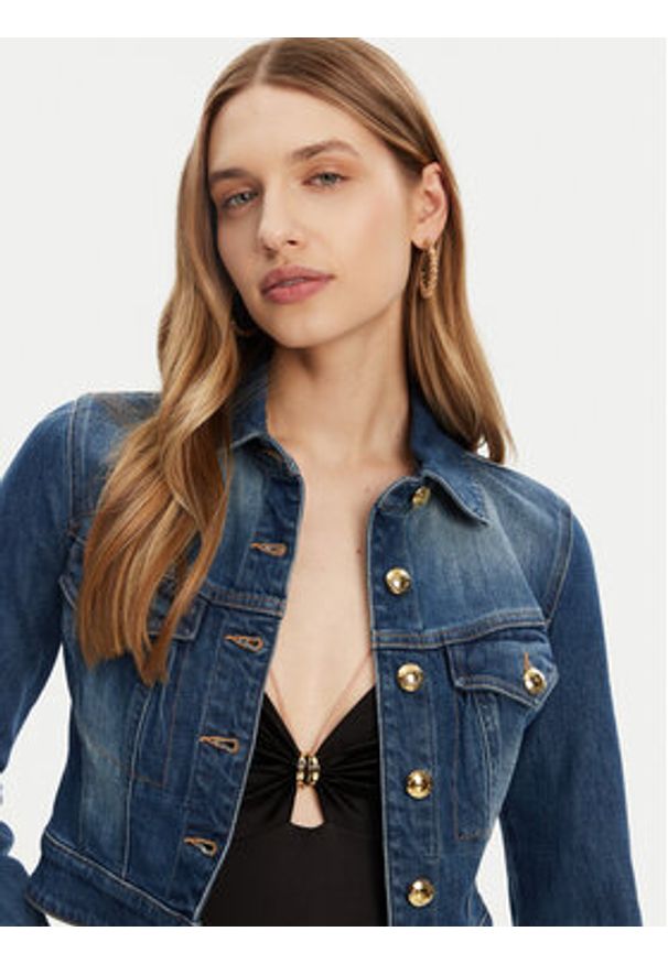 Elisabetta Franchi Kurtka jeansowa BJ-37I-51E2-V620 Niebieski Regular Fit. Kolor: niebieski. Materiał: bawełna