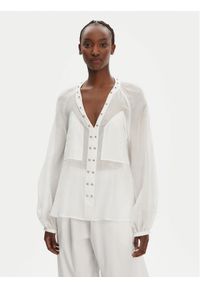 Pinko - PINKO Bluzka Darren Blusa 105281 A2M7 Z05 Biały Regular Fit. Kolor: biały. Materiał: bawełna
